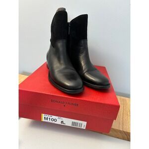 Donald J Pliner Zula-06 Black Baby Calf Leather Suede Ankle Boots Mens 10M
